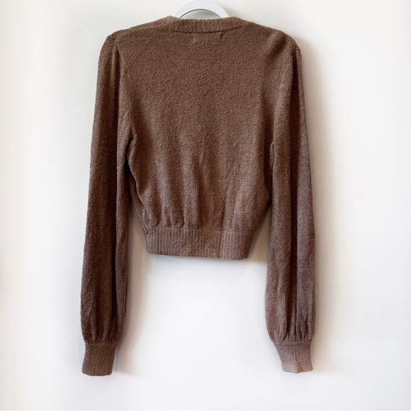 Spiritual Gangster Melody Cardigan Sweater Camel Knit Long Sleeve Chenille Small - Picture 6 of 9